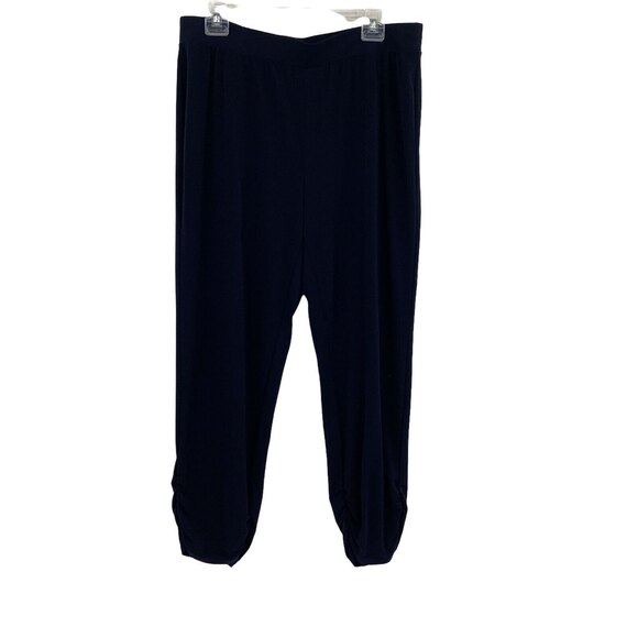 Chicos Womens Navy Blue Elastic Waist Ruched Ankle Cropped Leggings Size 2 L 12 - Picture 1 of 11
